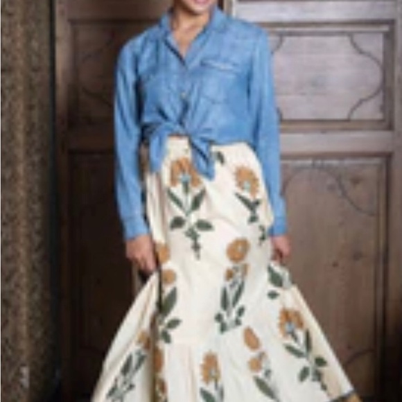 Sue Sartor Olive Honey Dahlia Garden Flounce Skirt - Picture 4 of 4